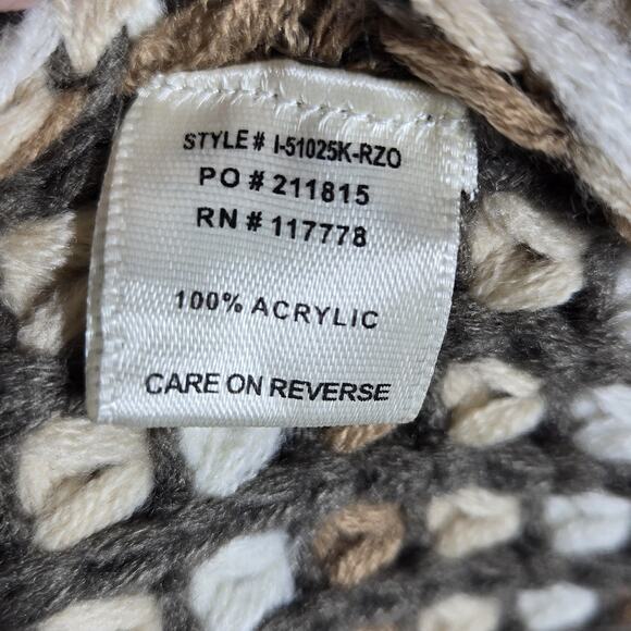 Lovestitch Cardigan Sweater Womens Small Brown Cream Striped Open Chunky Cozy - Picture 11 of 12